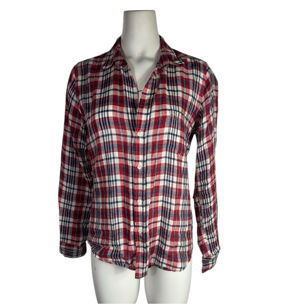 Frank & Eileen The Barry Italian Linen Tailored Button Up Plaid Shirt Medium